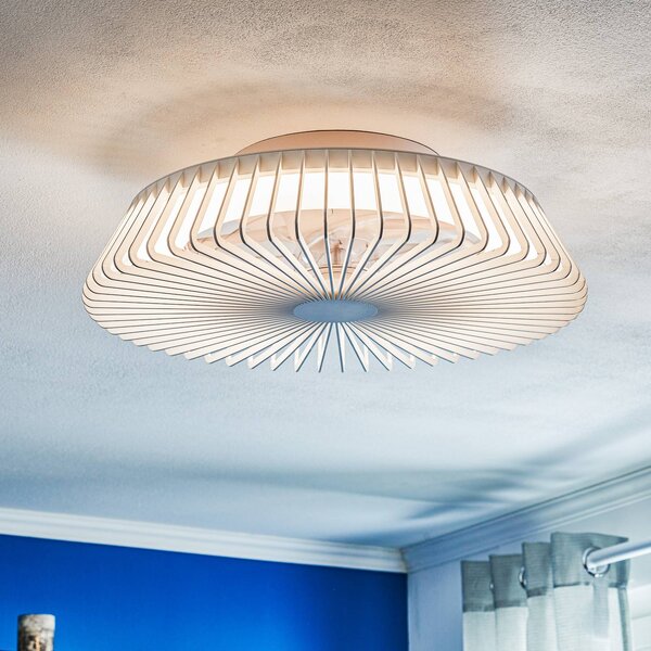 Mantra Iluminación Ventilatore da soffitto LED Himalaya, bianco, DC, silenzioso, Tuya dimmerabile, Bianco / Opale, Soggiorno / Sala da pranzo, Metallo, Moderno