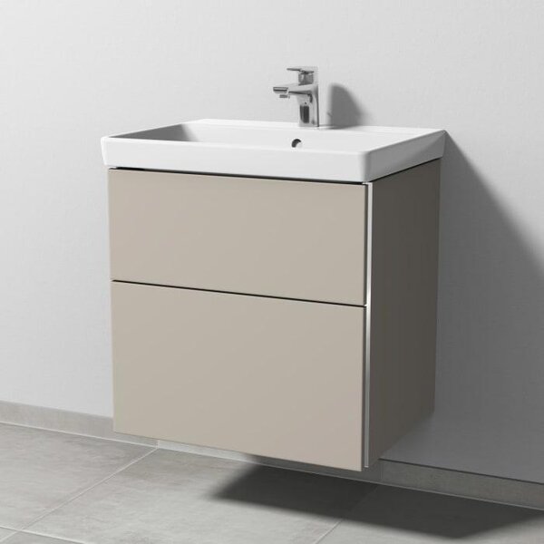 Mobile sottolavello Sanipa a 3 scomparti, per lavabo in Vetroceramica Avento da 60 cm, con 2 cassetti dotati di maniglie