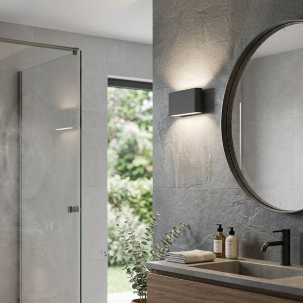 Applique led top light lima 18 ip54 cct biemissione alluminio vetro - Top Light