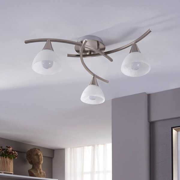Plafoniera soffitto Della Lindby, dimmerabile, Alluminio / Grigio / Zincato, Soggiorno / Sala da pranzo, Vetro, Moderno, Plafoniera