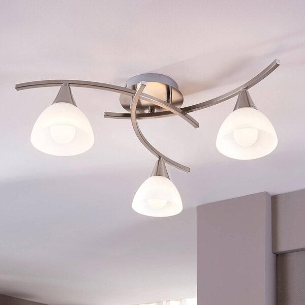 Plafoniera soffitto Della Lindby, dimmerabile, Alluminio / Grigio / Zincato, Soggiorno / Sala da pranzo, Vetro, Moderno, Plafoniera
