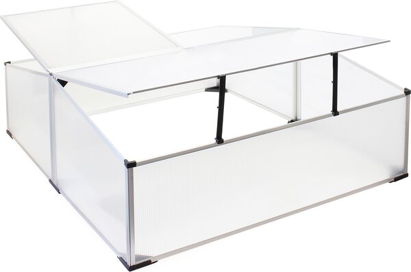 Serra Wiltec a doppio telaio freddo in alluminio, 100 x 120 x 40 cm, letto vegetale con tetto chiudibile e 3 ante, resistente alle intemperie, protezione UV
