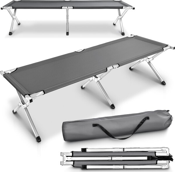 Lettino da campeggio XL 210cm lettino per ospiti letto pieghevole 150kg grigio