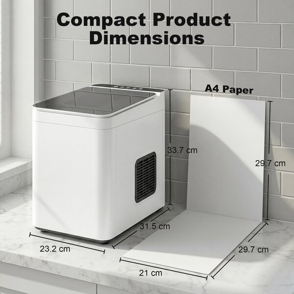HOMCOM Macchina per Ghiaccio Autopulente Compattada con paletta e cestello, 31,5x23,2x33,7 cm, Bianco | Aosom Italy
