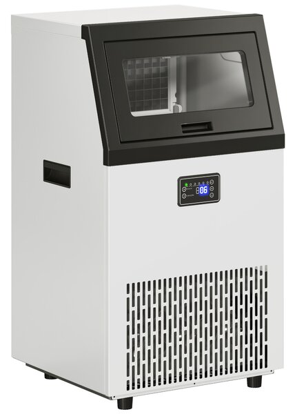HOMCOM Macchina per Cubetti di Ghiaccio in Acciaio inox da incasso o freestanding con serbatoio da 13 kg, 40,9x45x80,4 cm, Argento | Aosom Italy