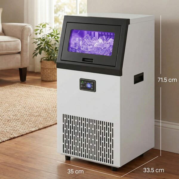 HOMCOM Macchina per Cubetti di Ghiaccio in Acciaio inox da incasso o freestanding con serbatoio da 13 kg, 40,9x45x80,4 cm, Argento | Aosom Italy