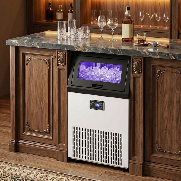 HOMCOM Macchina per Cubetti di Ghiaccio in Acciaio inox da incasso o freestanding con serbatoio da 13 kg, 40,9x45x80,4 cm, Argento | Aosom Italy