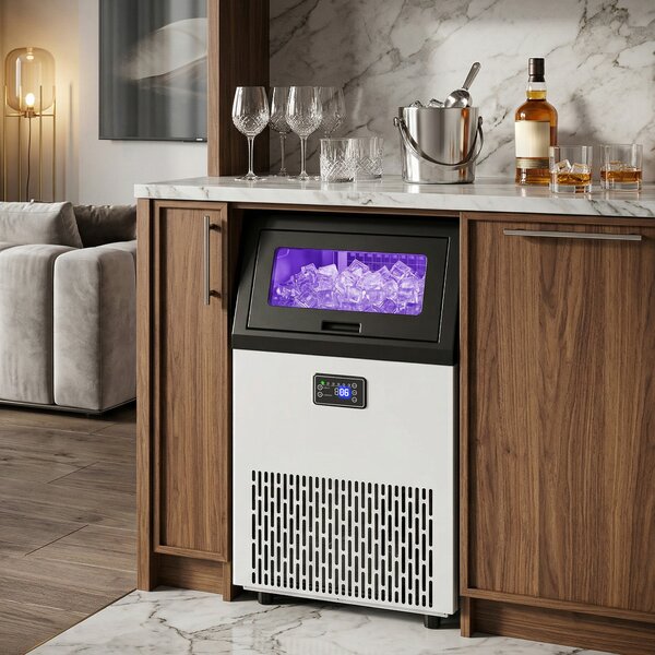 HOMCOM Macchina per Cubetti di Ghiaccio in Acciaio inox da incasso o freestanding con serbatoio da 13 kg, 40,9x45x80,4 cm, Argento | Aosom Italy
