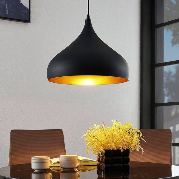 Lampada a sospensione Ritana Lindby, dimmerabile, Nero, Soggiorno / Sala da pranzo, Alluminio, Moderno, Lampada a sospensione