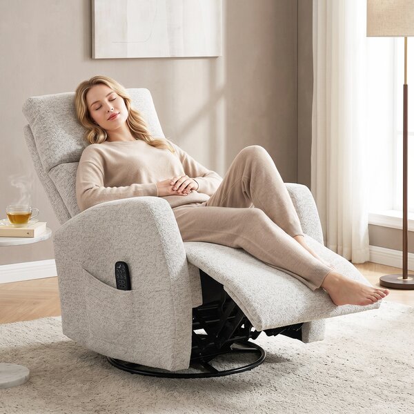 HOMCOM Poltrona Massaggiante Reclinabile con Schienale Regolabile e Rotazione 360°, 73,5x163x86 cm, Crema | Aosom Italy