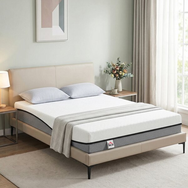 HOMCOM Materasso Matrimoniale Ergonomico, H3 Rigidità Media e 20 cm di Altezza, 200x140x20 cm, Grigio | Aosom Italy