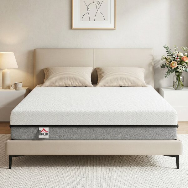 HOMCOM Materasso Matrimoniale Ergonomico, H3 Rigidità Media e 20 cm di Altezza, 200x140x20 cm, Grigio | Aosom Italy