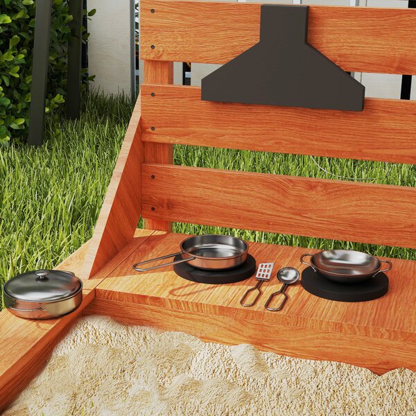 Outsunny Sabbiera con Tetto Parasole a Forma di Nave Pirata in Legno Massiccio, 180x103x144,5 cm, Verde | Aosom Italy