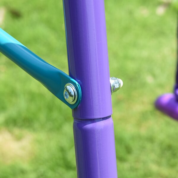 Outsunny Altalena da Giardino con 2 Altalene e Dondolo, Altezza Regolabile in Metallo, 280x140x176 cm, Viola e Blu | Aosom Italy