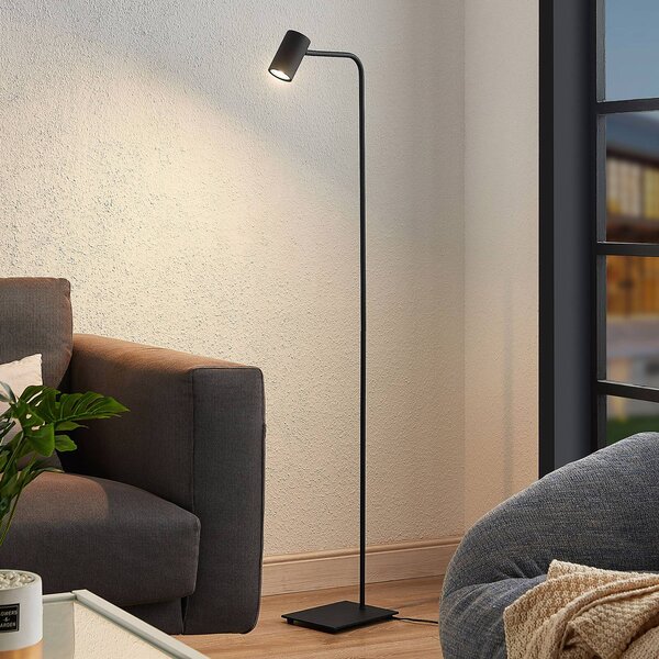 Lampada da terra Sanad Lindby, Nero, Soggiorno / Sala da pranzo, Metallo, Moderno, Lampada da terra