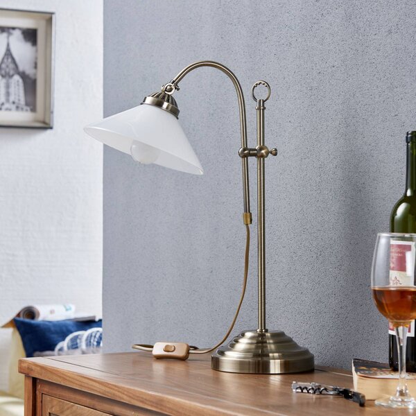 Lindby lampada da tavolo Otis, ottone antico, vetro, 60 cm, E14 Otis, Corridoio, Metallo, Antico, Lampada da tavolo