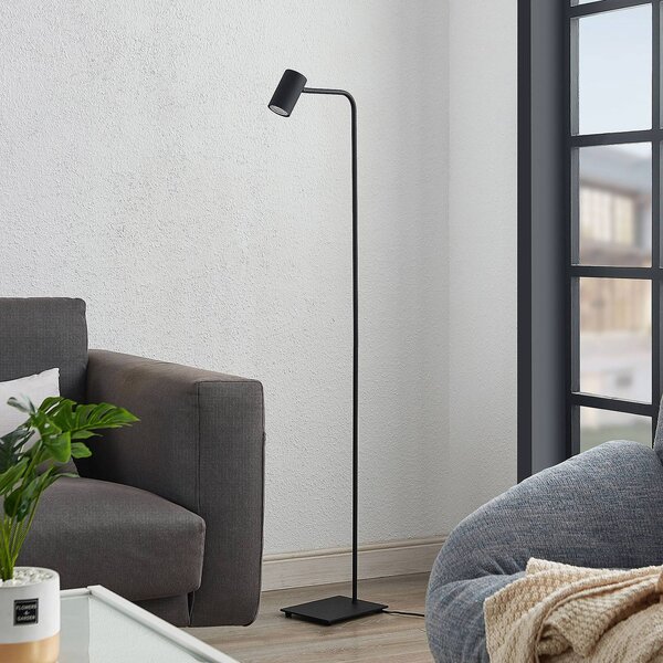 Lampada da terra Sanad Lindby, Nero, Soggiorno / Sala da pranzo, Metallo, Moderno, Lampada da terra