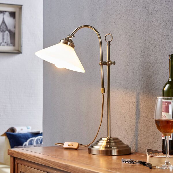 Lindby lampada da tavolo Otis, ottone antico, vetro, 60 cm, E14 Otis, Corridoio, Metallo, Antico, Lampada da tavolo