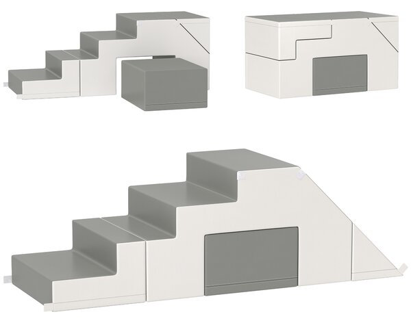 HOMCOM Gioco di Arrampicata e Scivolo per Bambini, in Pelle Sintetica e Schiuma EPE, 86x49x47 cm, Grigio | Aosom Italy
