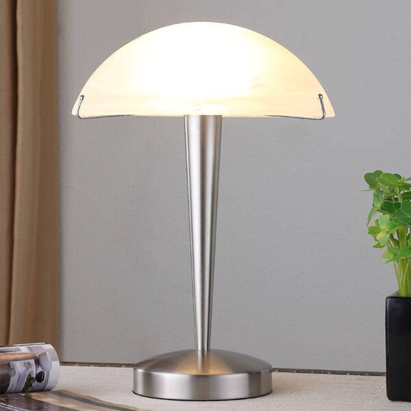 Lampada da tavolo Viola Lindby, Bianco / Opale, Camera da letto, Metallo, Moderno, Lampada da tavolo