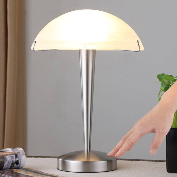 Lampada da tavolo Viola Lindby, Bianco / Opale, Camera da letto, Metallo, Moderno, Lampada da tavolo