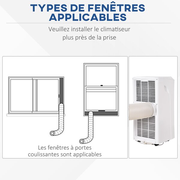 HOMCOM Climatizzatore Portatile con Telecomando, Ventilatore Copertura max. 28 m², 35.4x33.8x69.8 cm, Bianco | Aosom Italy