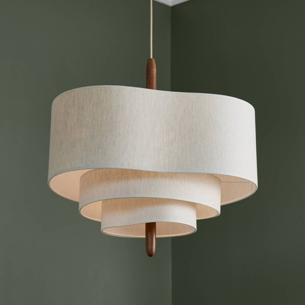 MARKET SET Lampada a sospensione Pebble, dimmerabile, Crema / Ambra, Soggiorno / Sala da pranzo, Tessuto / Stoffa / Seta, Design, Lampada a sospensione