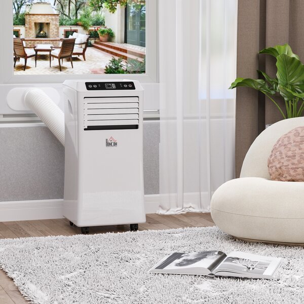 HOMCOM Climatizzatore Portatile con Telecomando, Ventilatore Copertura max. 28 m², 35.4x33.8x69.8 cm, Bianco | Aosom Italy