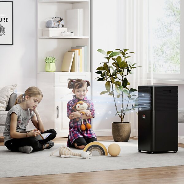 HOMCOM Condizionatore Portatile con Telecomando e timer 24H, 30.5x32.5x67.8 cm, Nero | Aosom Italy