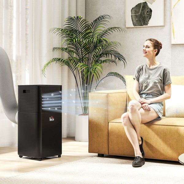 HOMCOM Condizionatore Portatile con Telecomando e timer 24H, 30.5x32.5x67.8 cm, Nero | Aosom Italy