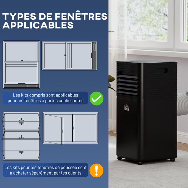 HOMCOM Condizionatore Portatile con Telecomando e timer 24H, 30.5x32.5x67.8 cm, Nero | Aosom Italy