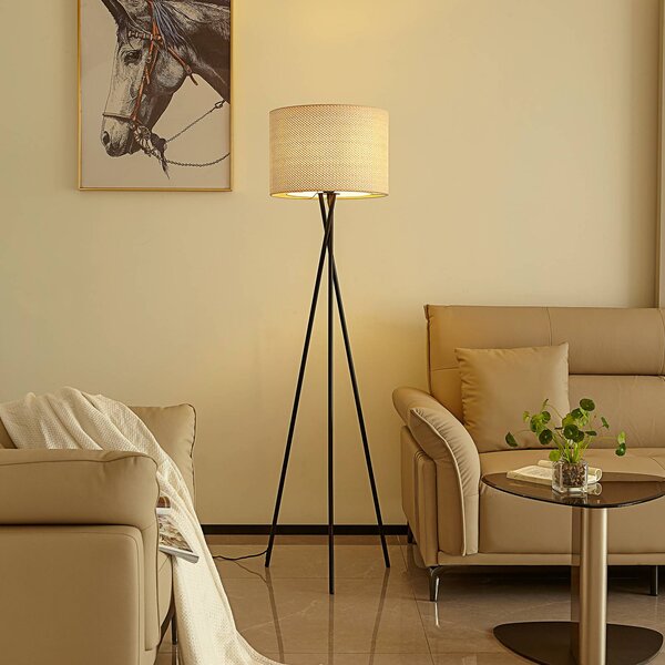 Lampada da terra Soula Lindby, Crema / Ambra, Soggiorno / Sala da pranzo, Plastica, Campagna / Rustiche, Lampada da terra