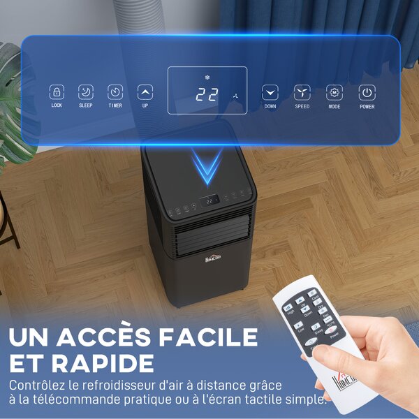 HOMCOM Condizionatore Portatile con Telecomando e timer 24H, 30.5x32.5x67.8 cm, Nero | Aosom Italy