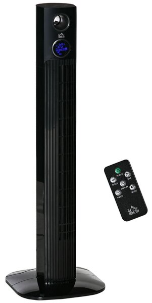HOMCOM Ventilatore Colonne Oscillante 70° con 3 modalità e 3 velocità, Telecomando e Timer 12h, 31.5x31.5x96 cm, Nero | Aosom Italy