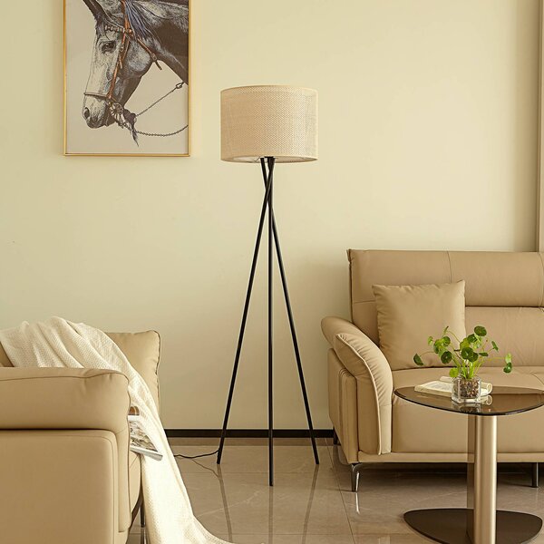 Lampada da terra Soula Lindby, Crema / Ambra, Soggiorno / Sala da pranzo, Plastica, Campagna / Rustiche, Lampada da terra