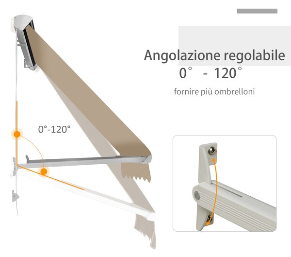 Outsunny Tenda da Sole a Bracci con Rullo Avvolgibile e Angolazione Regolabile 0-120°, 180×70cm, Beige | Aosom Italy