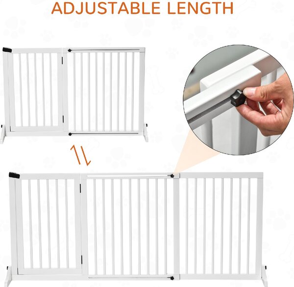AllMyPets Cancellino per Cani Taglia Regolabile a 3 Pannelli in Legno di Pino 113-166x36x71 cm colore Bianco - A241WTAO10