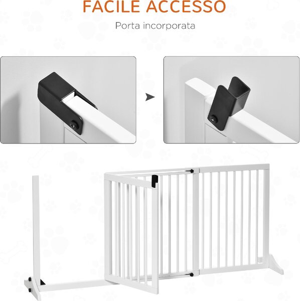 AllMyPets Cancellino per Cani Taglia Regolabile a 3 Pannelli in Legno di Pino 113-166x36x71 cm colore Bianco - A241WTAO10
