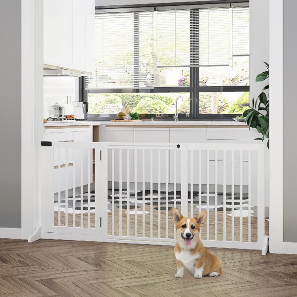 AllMyPets Cancellino per Cani Taglia Regolabile a 3 Pannelli in Legno di Pino 113-166x36x71 cm colore Bianco - A241WTAO10
