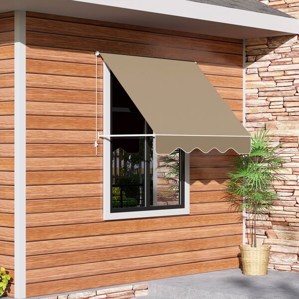 Outsunny Tenda da Sole a Bracci con Rullo Avvolgibile e Angolazione Regolabile 0-120°, 180×70cm, Beige | Aosom Italy