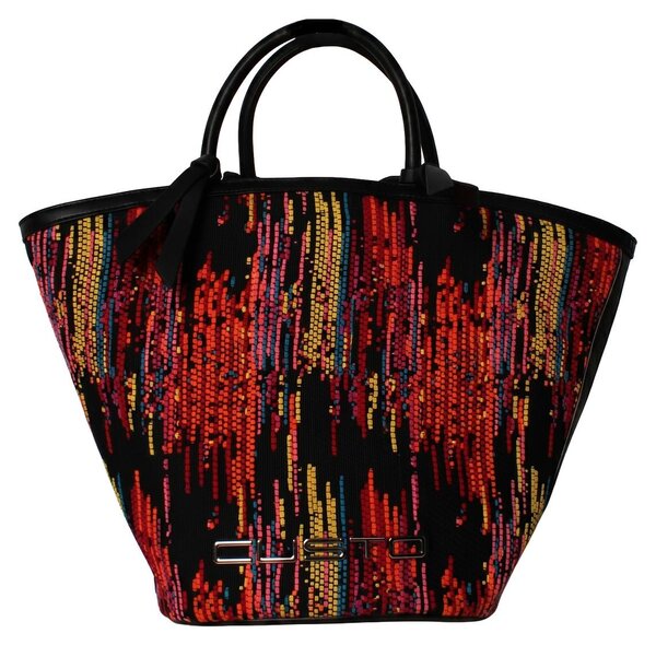 Borsa a mano da donna Arbora, in vera pelle, con motivo multicolore