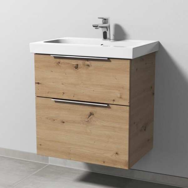 Mobiletti sottolavabo Sanipa, modello 3way, per lavabo in Vetroceramica iCon Light da 60 cm, con 2 cassetti dotati di maniglie a incasso