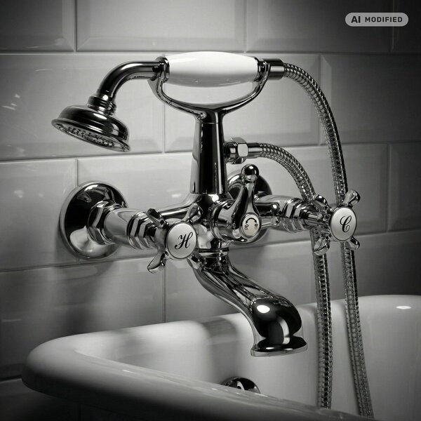 Rubinetteria per vasca da bagno PaulGurkes Stile inglese Antico Cromo Miscelatore a due maniglie