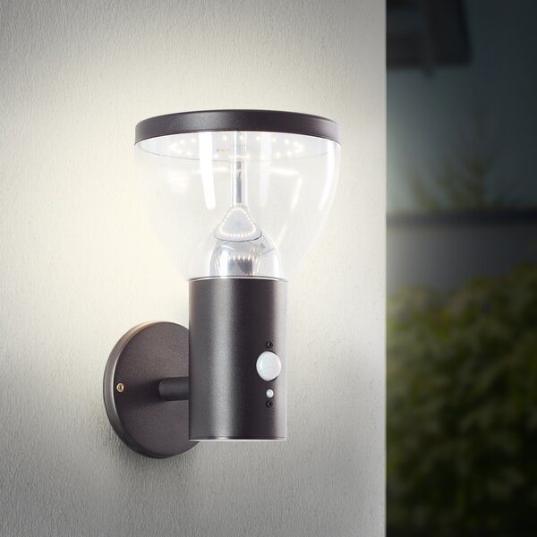 BRILLANTE applique solare nera per esterni TULIP | incl. rilevatore di movimento | 3W 430 lm 3000 K | acciaio inox/plastica