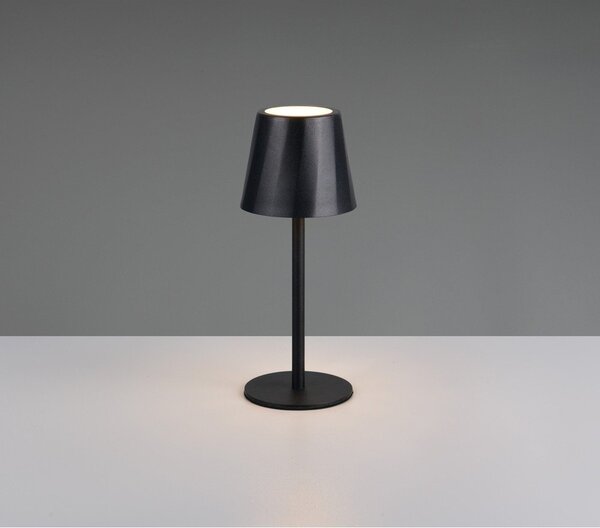 Lampada da tavolo LED nera opaca con paralume in metallo (altezza totale 21 cm) Diaz – Reality