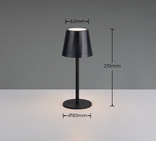 Lampada da tavolo LED nera opaca con paralume in metallo (altezza totale 21 cm) Diaz – Reality