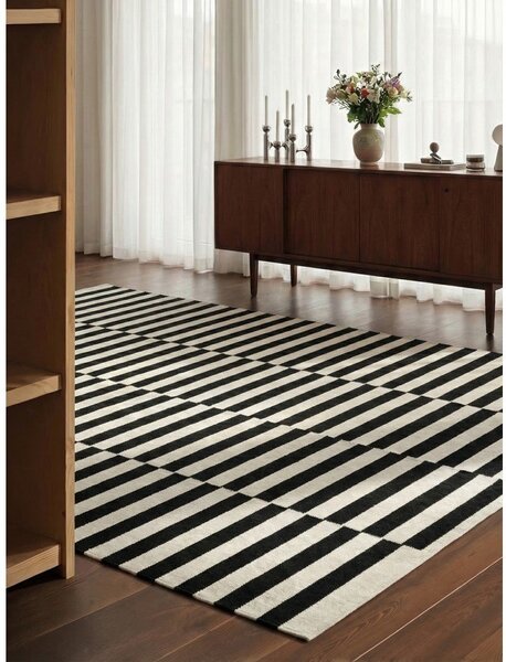 Tappeto bianco e nero in lana reversibile/tessuto a mano 200x300 cm Donna – Hanse Home
