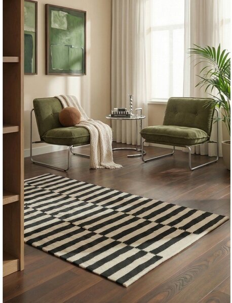 Tappeto bianco e nero in lana reversibile/tessuto a mano 120x180 cm Donna – Hanse Home