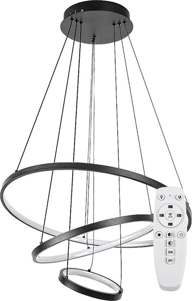 Rabalux Lampada a sospensione LED nera Beliza 600 mm 90 W CCT con telecomando 72346
