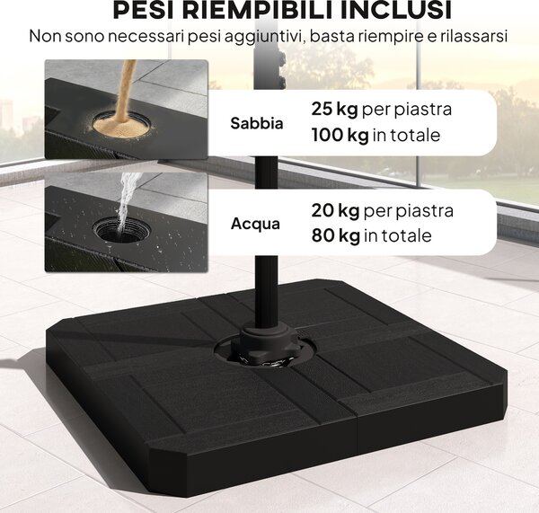 Outsunny Ombrellone da Giardino Ombrellone da Esterno Decentrato 2.4x2.4m Grigio | Aosom Italy